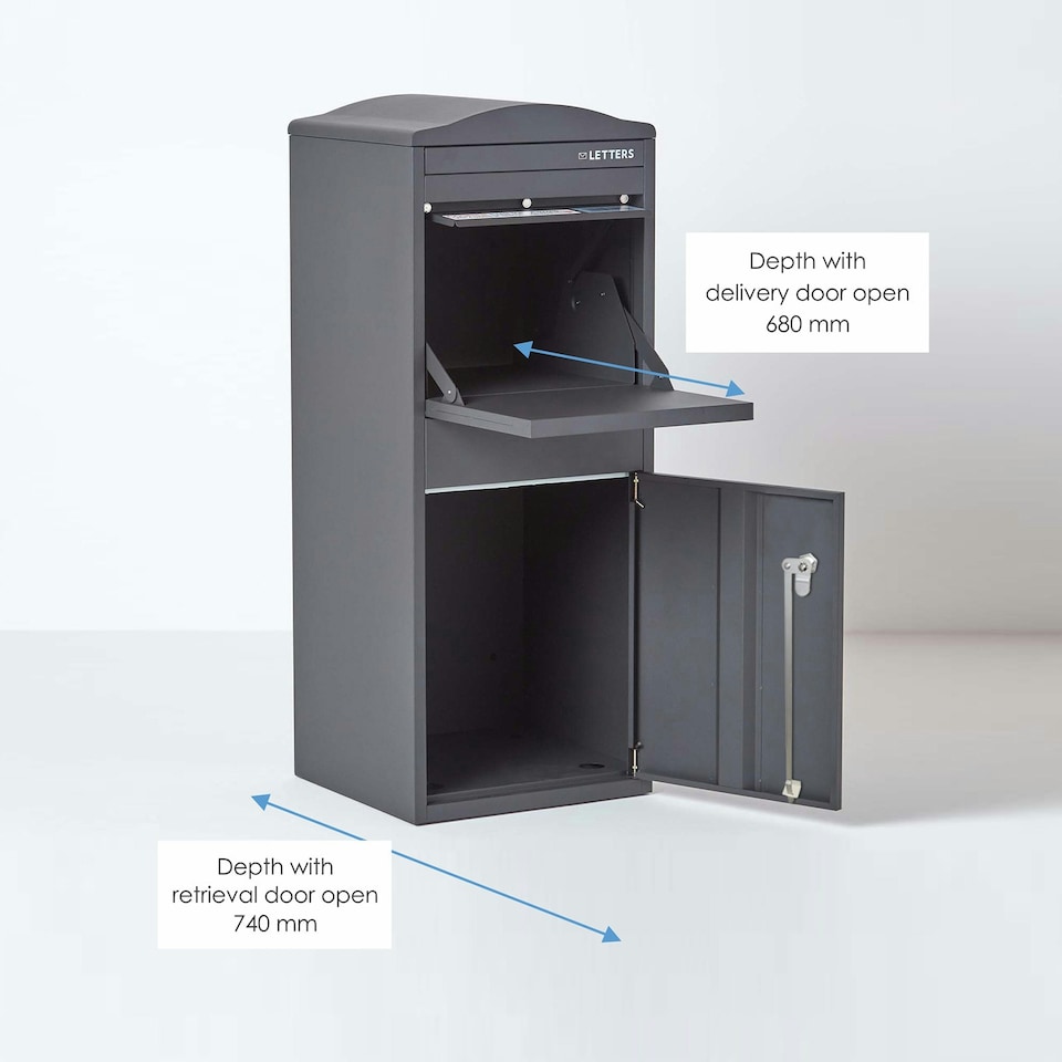 image 1 of SMART PARCEL BOX® Large Curved Top Front Access Dark Grey Grey