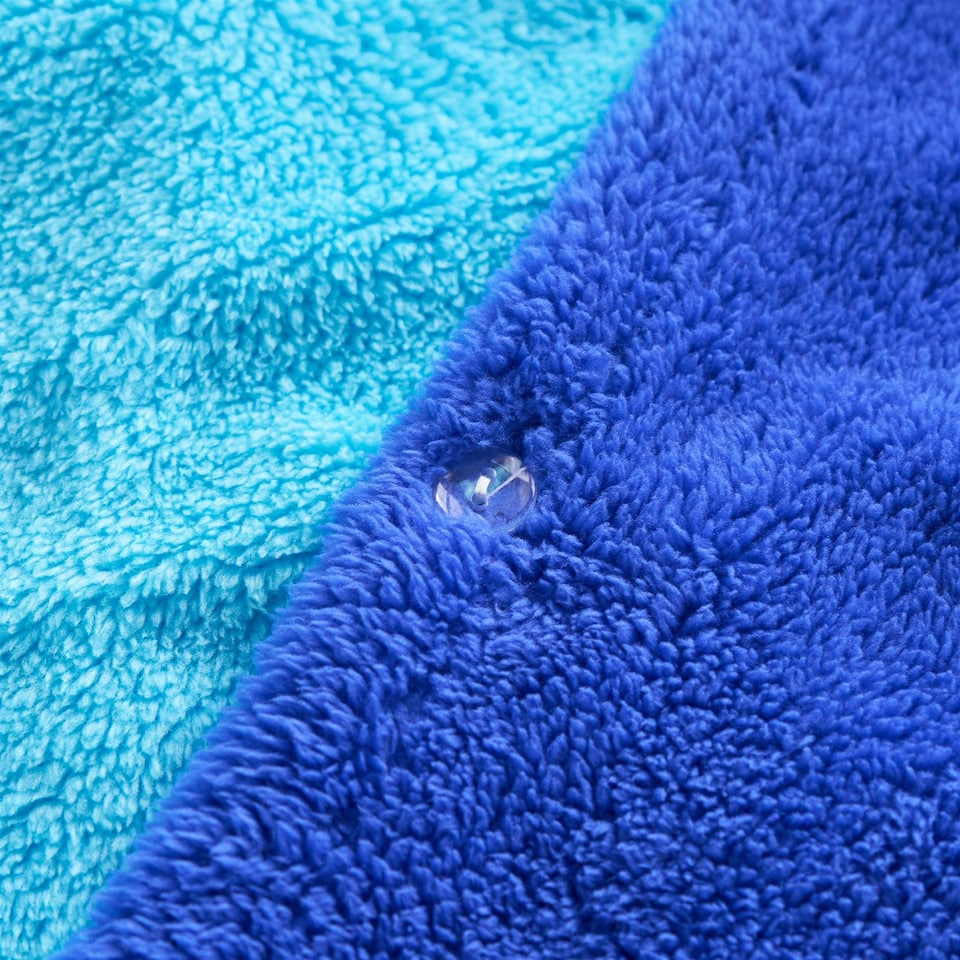 image 1 of OHS Luxury Teddy Fleece Reversible Duvet Cover and Pillowcase Bedding Set Multi | Blue/Sea Blue | Double