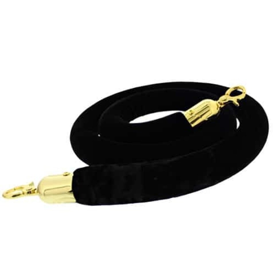 Black Velvet Rope with Brass Hooks