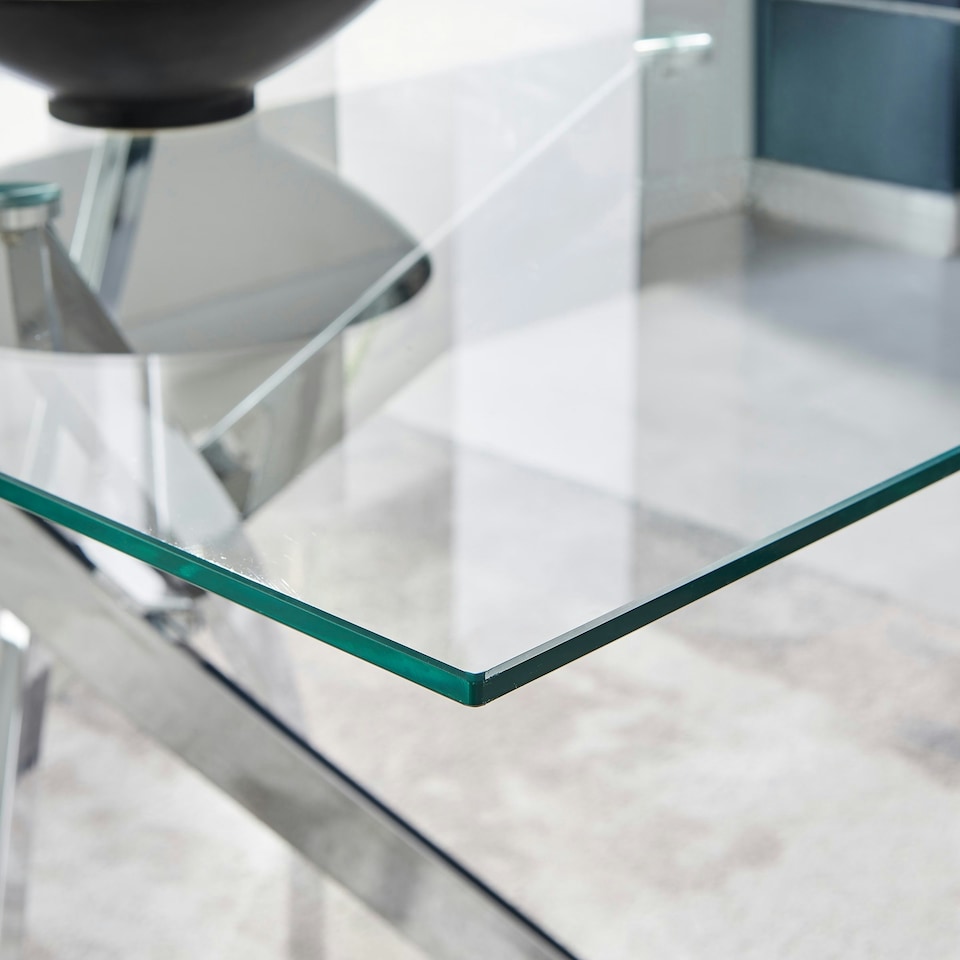 image 1 of Furniturebox Leonardo 4 Glass And Chrome Metal Dining Table