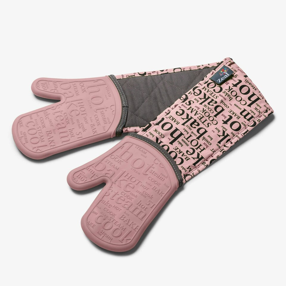 image 1 of Zeal Steam Stop™ Waterproof Silicone Double Oven Glove Pink | Rose Pink