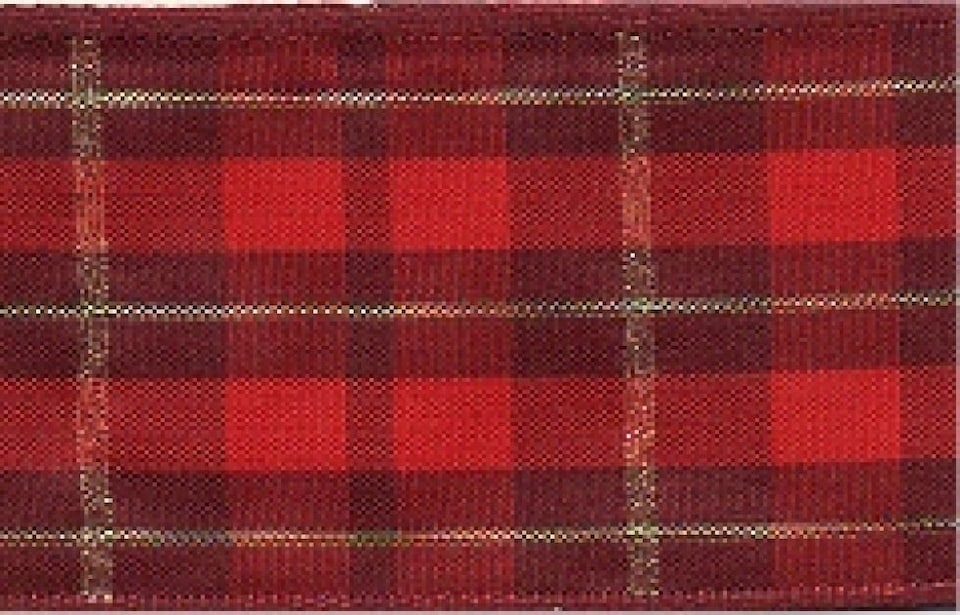Berisfords 4 Bordeaux/Red 25mm Beaumont Tartan Ribbon for Dressmaking - per metre