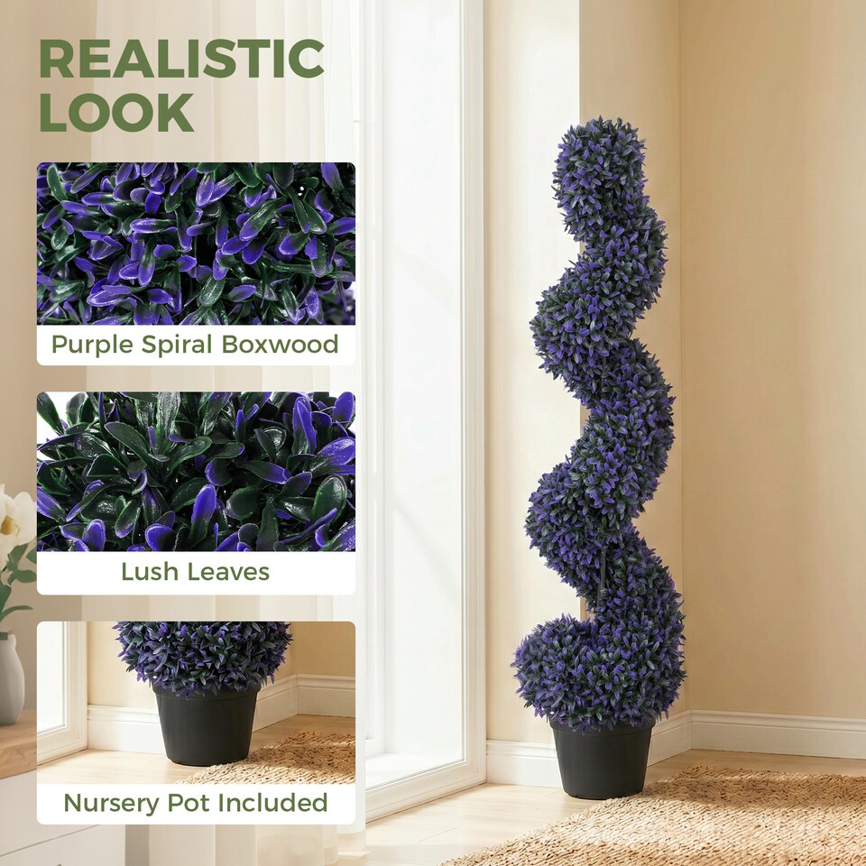 image 1 of Artificial Boxwood Topiary Tree with 840 Leaves, Set of 2