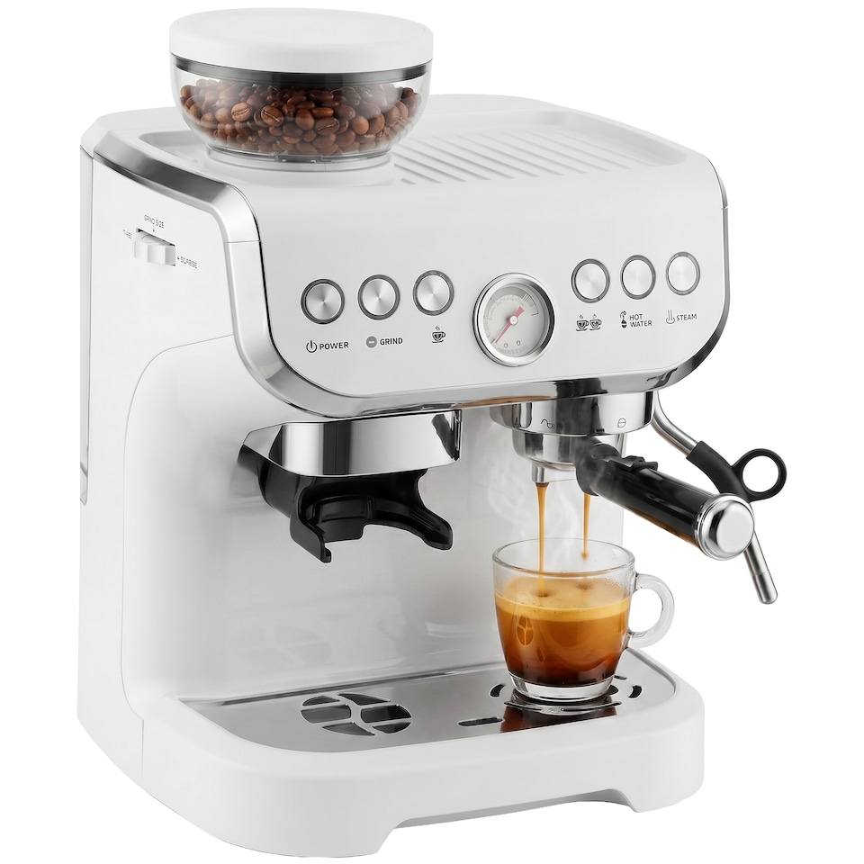 image 1 of HOMCOM Espresso Machine, Bean Grinder & Steam Wand, 15 Bar Pressure