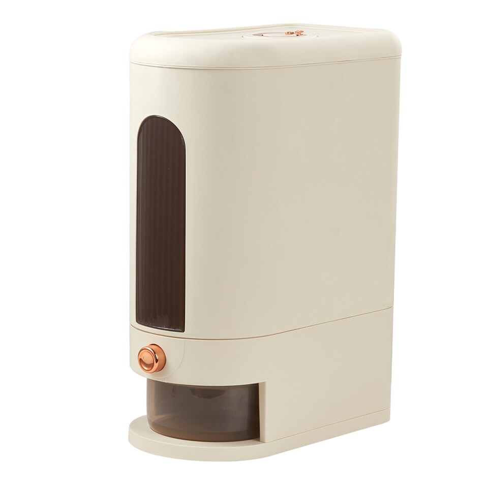 image 1 of Living and Home 10kg Airtight Large Capacity Rice Dispenser with Easy-Access Spout | Cream