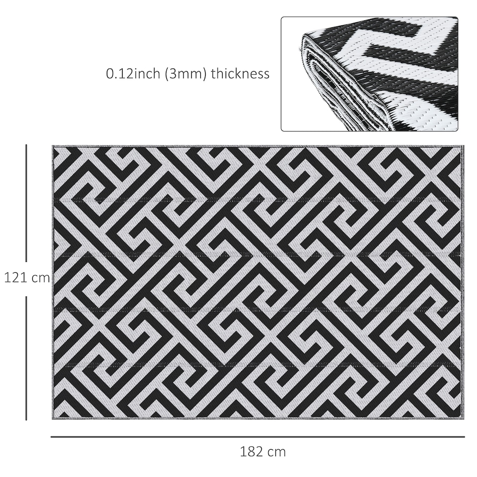 image 1 of Outsunny 121x182cm Reversible Outdoor Rug Portable Straw RV Camping Mat