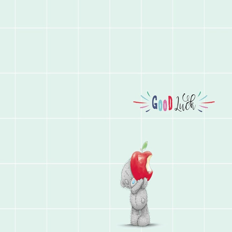 image 1 of Bear Running With Small Apple First Day At School Good Luck Card