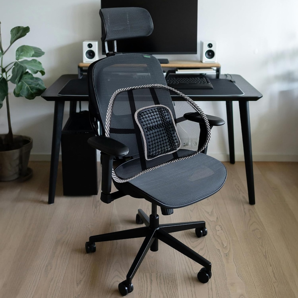 image 1 of Mesh Black Lumbar Cushion Office Spine Support Pain Relief Lower Back