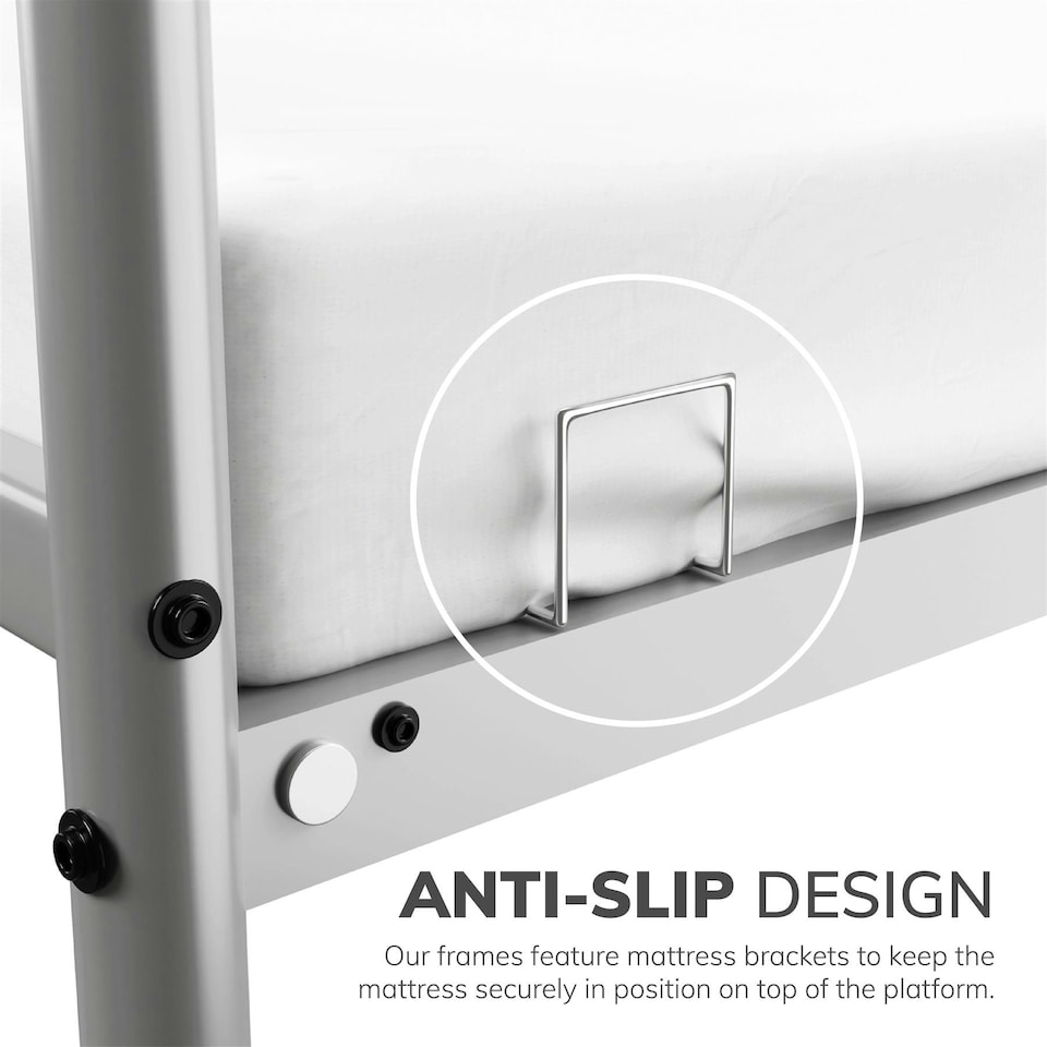 image 1 of Single Metal Bed Extra Strong Frame Adult Childs Bedroom Silver Easy Assembly