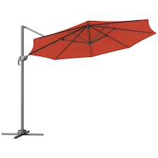 Outsunny 3 x 3(m) Cantilever Parasol Garden Umbrella with Base Light Grey Orange | Orange