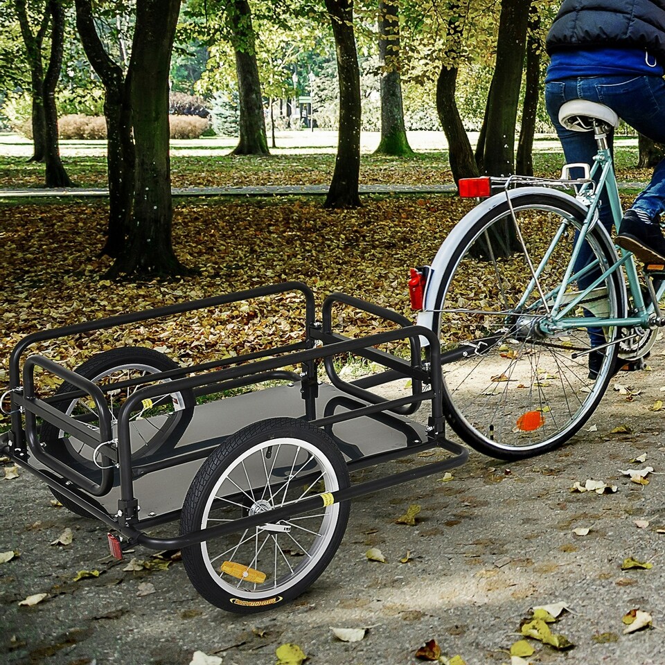 image 1 of HOMCOM Bicycle Cargo Trailer for Shop Luggage Storage Utility w/ Hitch