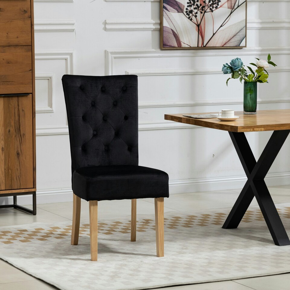 image 1 of Pienza Velvet Dining Chairs - Set of 2 - Black