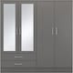 image 7 of Nevada 4 Door 2 Drawer Mirrored Wardrobe Grey | 3D Effect Grey