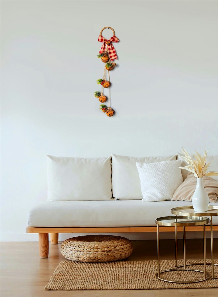 image 1 of Christmas hanging decoration 46 CM Rustic Red rusty bells