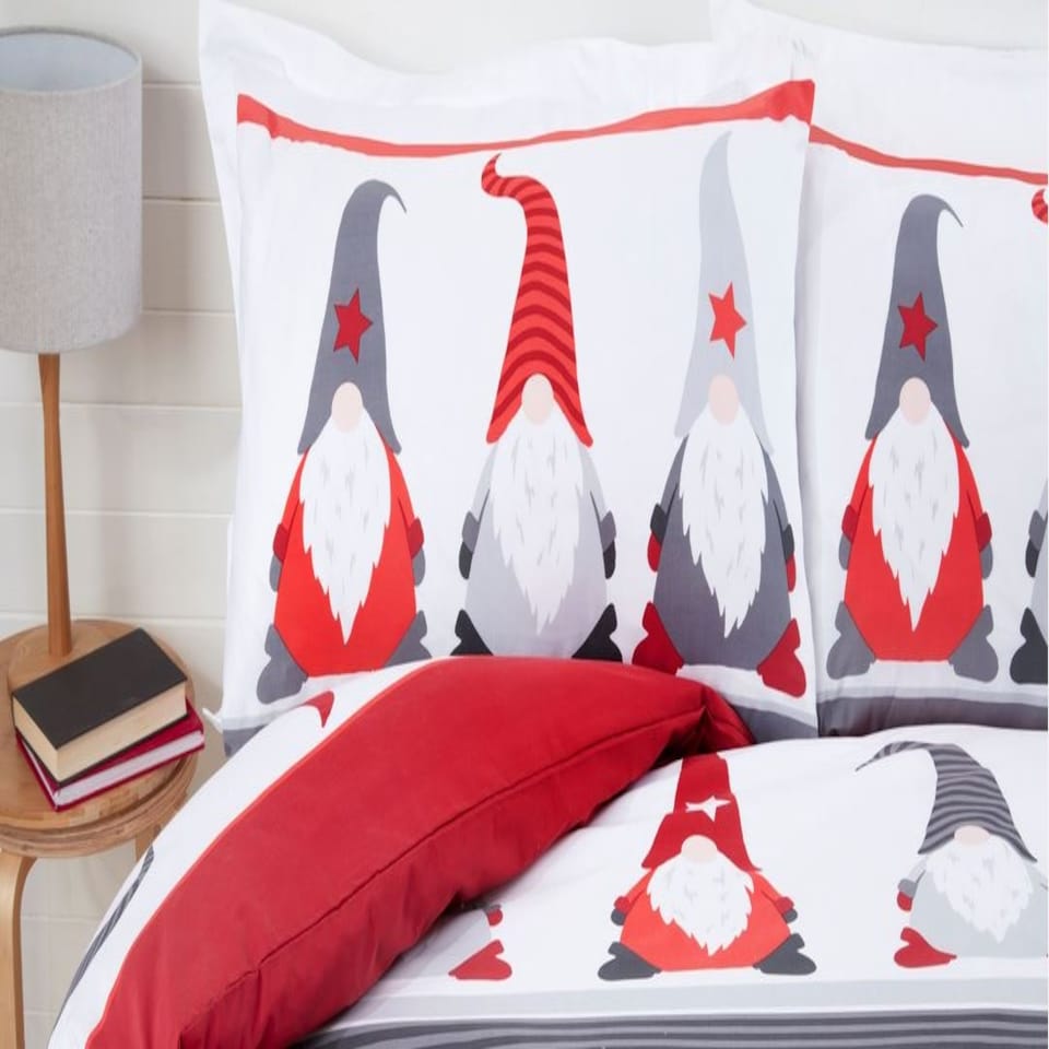 image 1 of Festive Gonks Polycotton Duvet Cover Set with Pillowcase Multi | Double