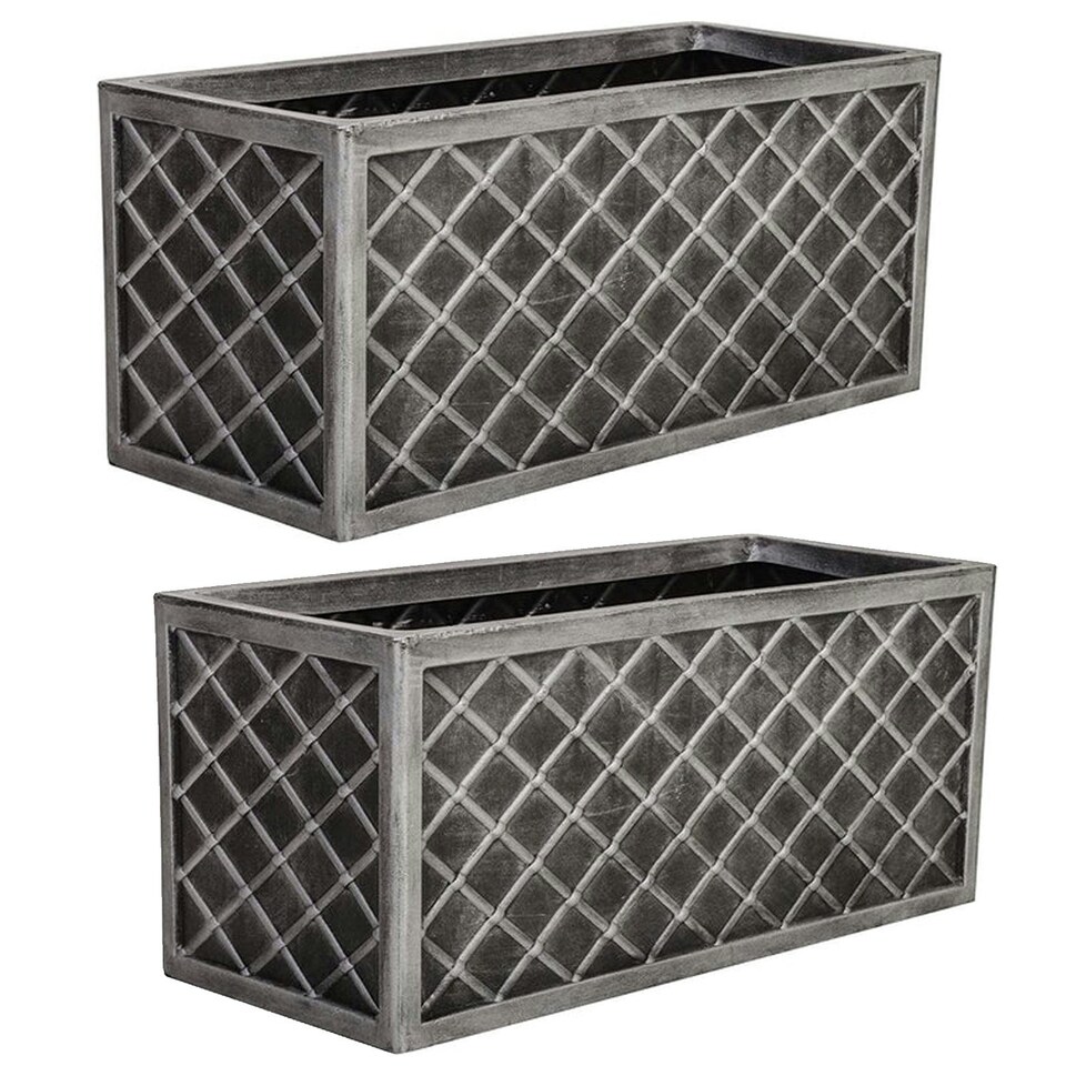 image 1 of 1 x Large Rectangular Lazio Effect Planter For Garden Indoor & Outdoor Patio Planters Pots Grey