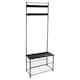 image 1 of Harbour Housewares Square Steel Coat Rack with Shoe Storage Bench - Coat Rack Coat Stand Hat Stand Clothing Rail Hooks S