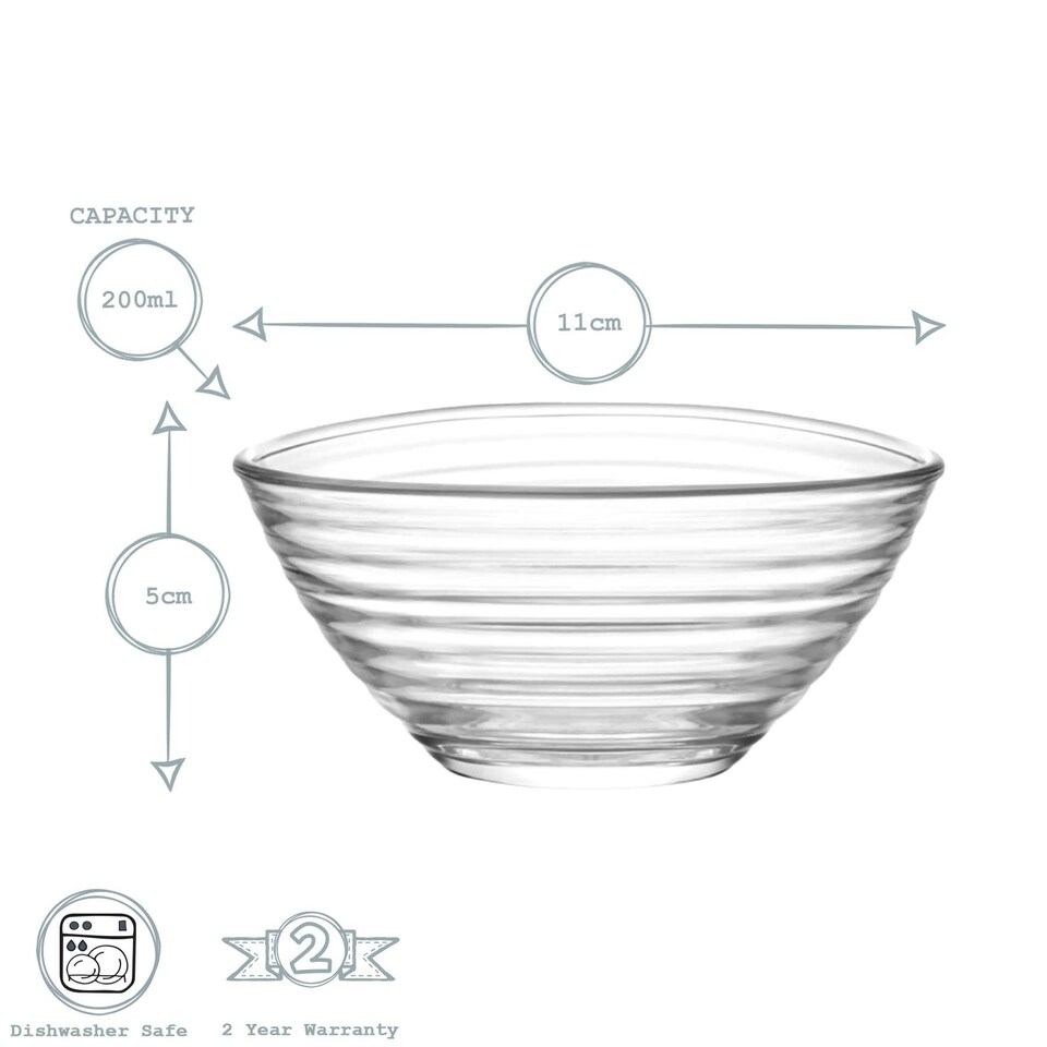 image 1 of LAV Derin Glass Serving Bowls - 11cm - Clear - Pack of 6 Clear