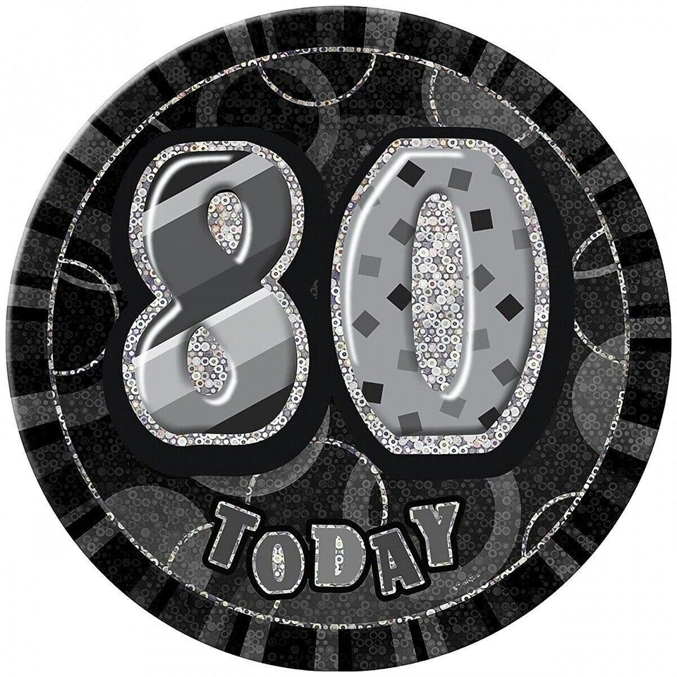 Unique Party Glitz 80th Party Badge - Black - One Size