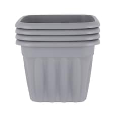 Wham Vista 4 x 40cm Square Plastic Garden Planters | Grey | Upcycle Grey