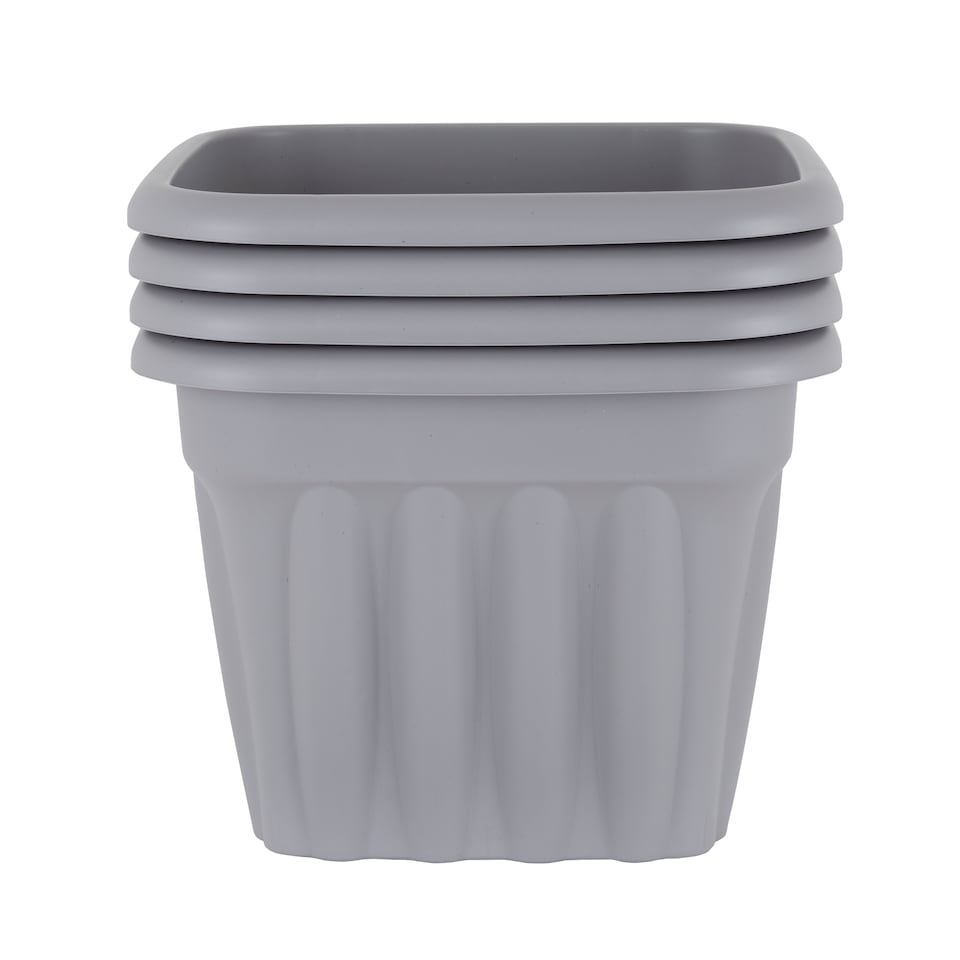 image 1 of Wham Vista 4 x 40cm Square Plastic Garden Planters | Grey | Upcycle Grey