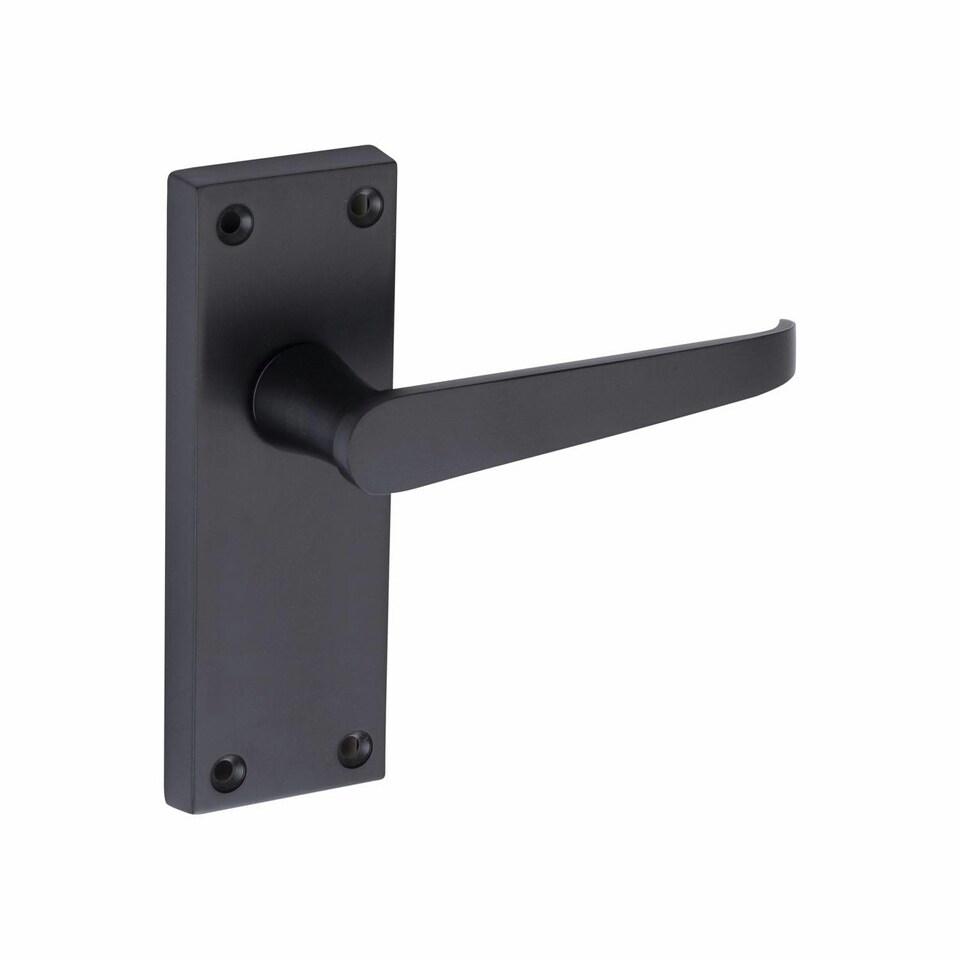 image 1 of Golden Grace 6 Pairs of Victorian Straight Handle Latch Door Handles in Matt Black with 120mm x 40mm Backplate Black