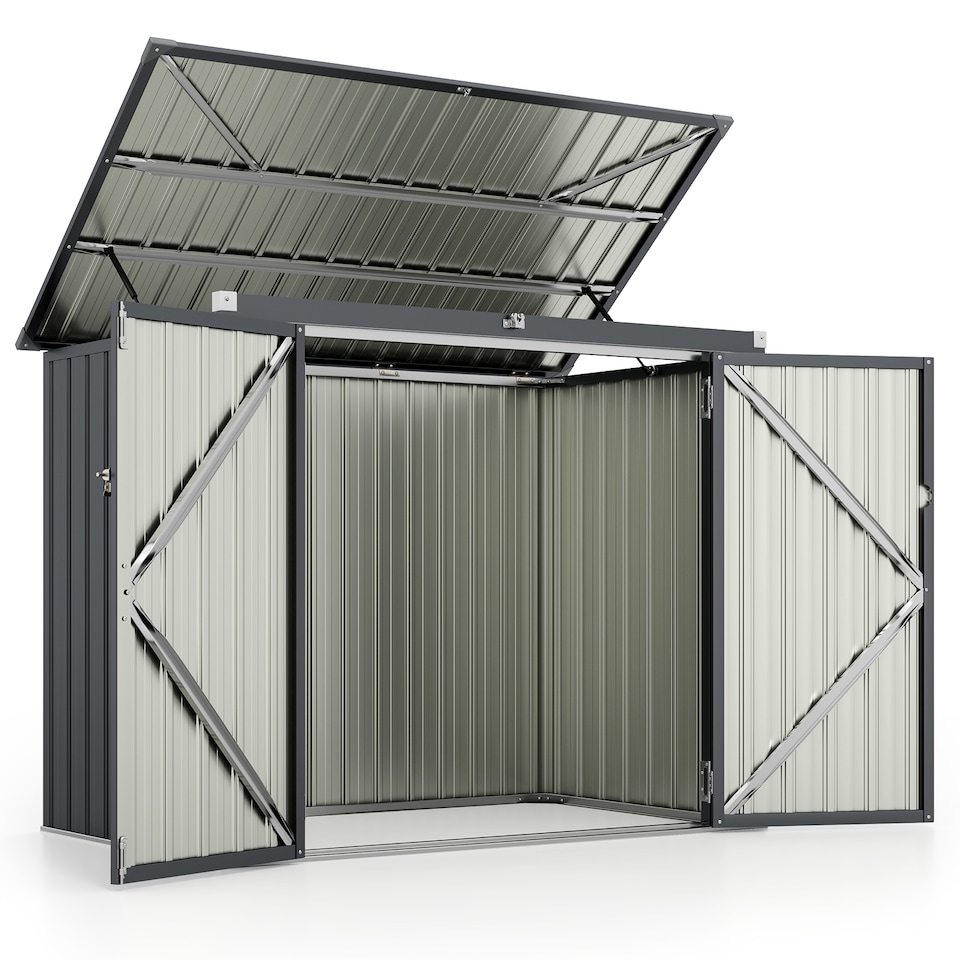 image 1 of COSTWAY 172 x 95 x 130 cm Outdoor Trash Can Storage Shed （Excluding foundation）