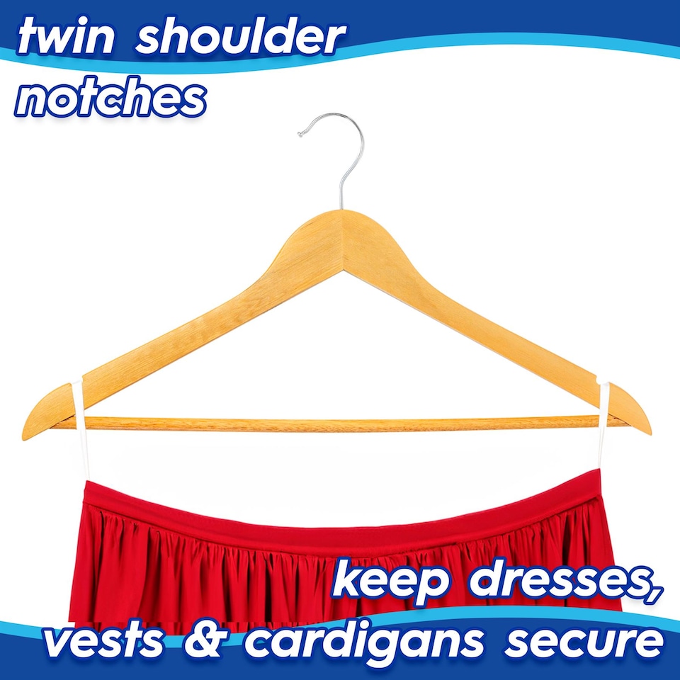 image 1 of Harbour Housewares Wooden Children's Coat Hangers - Natural - Pack of 30