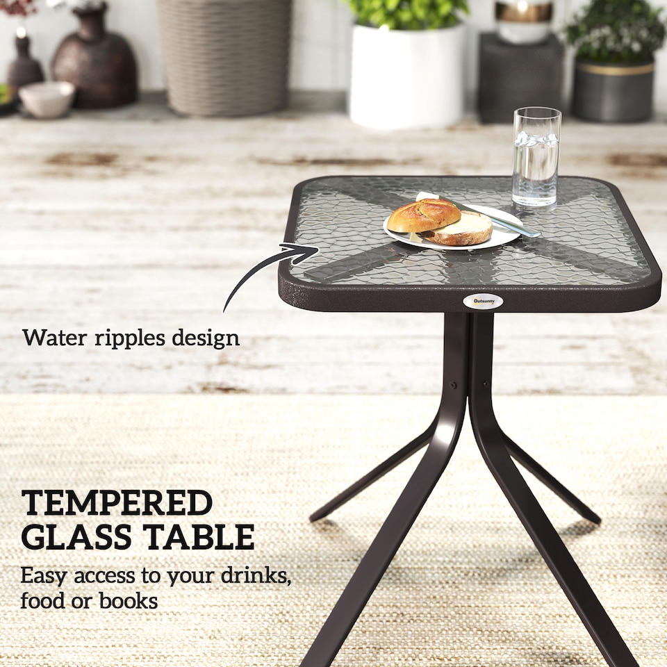 image 1 of Outsunny Glider Rocking Chair & Table Set 2 Single Seaters Rocker Garden Swing Chair Patio Furniture Bistro Set Grey