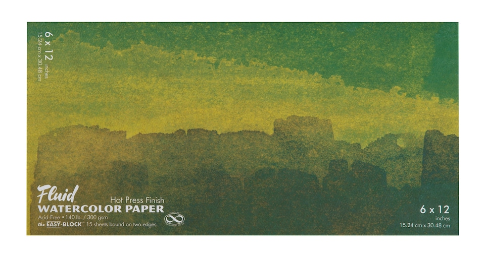 Speedball Fluid Hot Press Watercolour Paper Block, White, 6 x 12inch