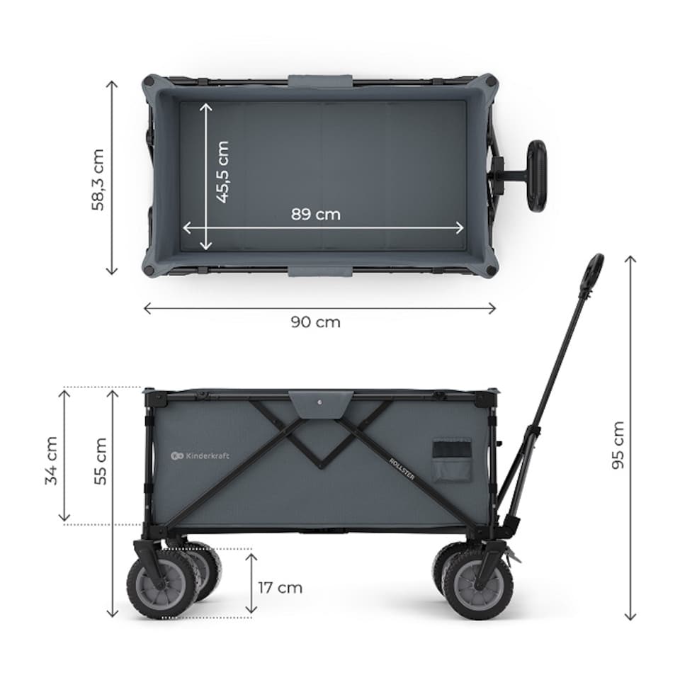image 1 of Kinderkraft ROLLSTER Foldable Touring Wagon | Grey | Anthracite