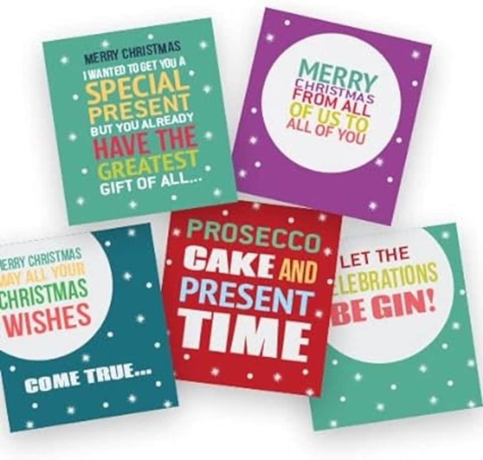 Christmas Cards Multipack of 5 Funny Xmas Cards Gold Foiled