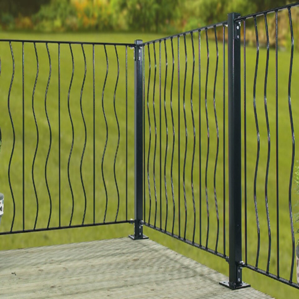 image 1 of Ripple Decking Fence Panel - Solid Steel - FIts Gap of 1130 mm x 813 mm High - Electro Galvanised/Black Powder Coated | Black | 1
