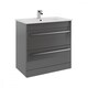 image 1 of Bathroom 2-Drawer Floor Standing Vanity Unit with Ceramic Basin 800mm Wide - Storm Grey Gloss  - Brassware Not Included Grey