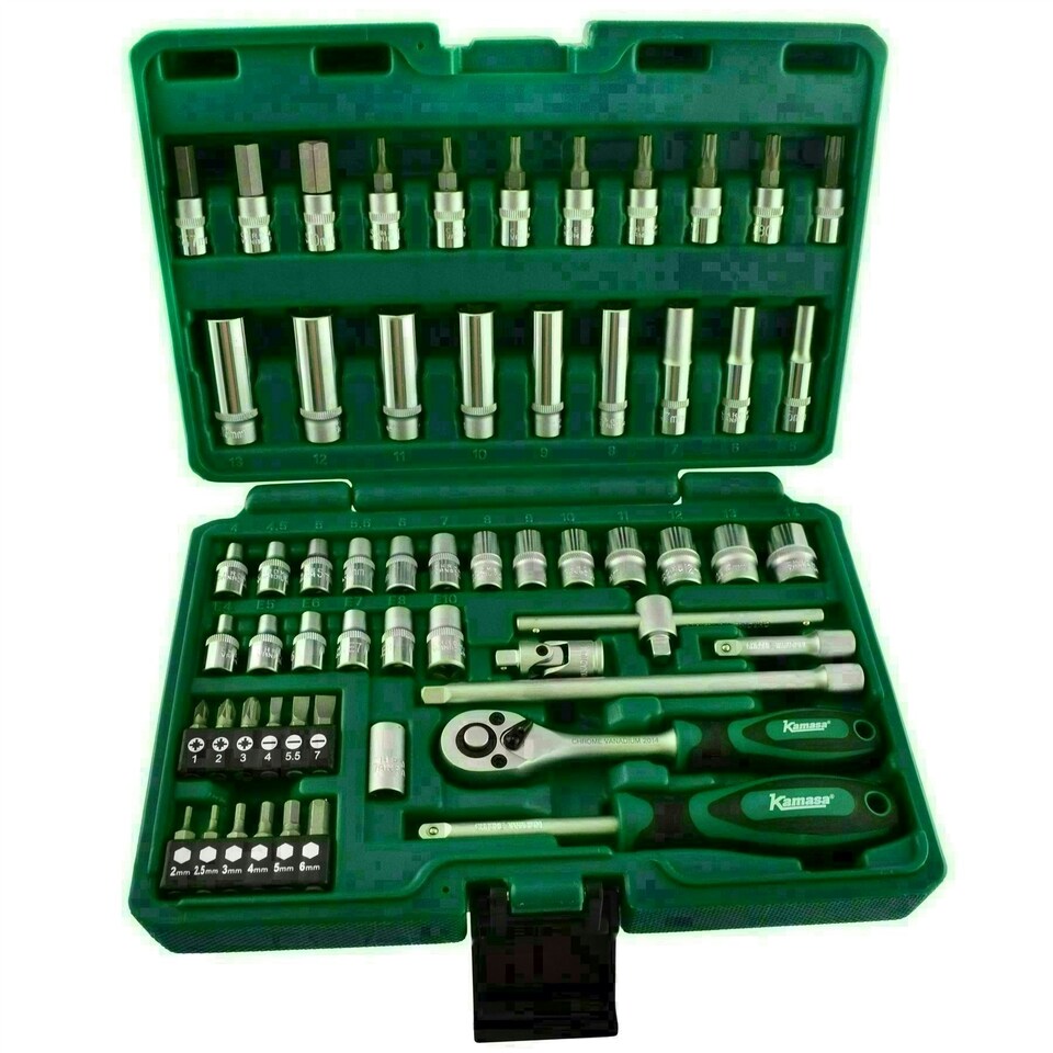 image 1 of 1/4" Drive Metric MM Socket And Accessory Set 58pc 4mm - 14mm LSR42