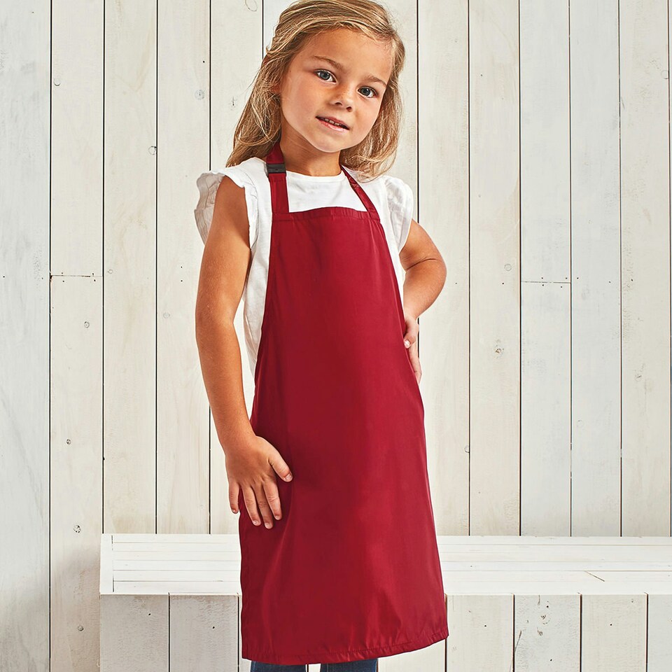 image 1 of Premier Childrens/Kids Waterproof Full Apron - Burgundy - 3-6 Years