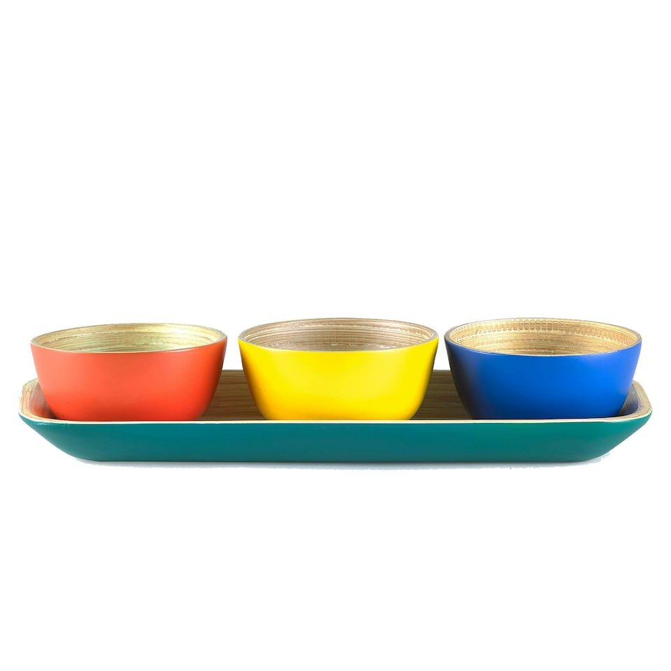 image 1 of Sur La Table Colour Me Happy Tray & Dipping Bowls
