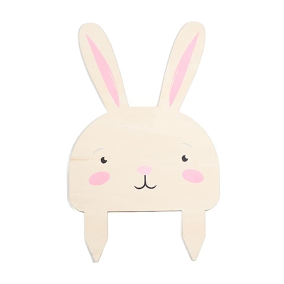 Easter Bunny Double Sided Garden Stake Wooden Outdoor Lawn Decoration