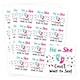 image 1 of Can't Wait to See Gender Reveal Square Stickers 65mm - Sheet of 12