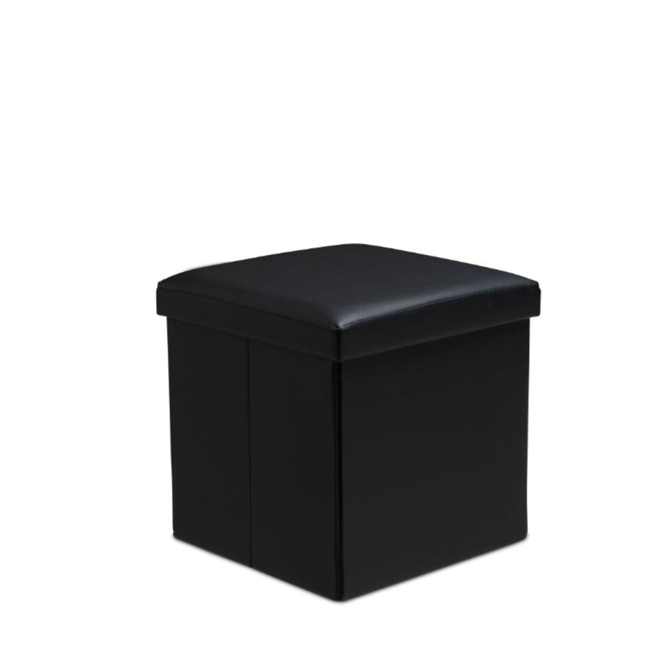 image 1 of Faux Leather Storage Ottoman Storage Box With Lid Foldable - 38x38x38cm Square Red