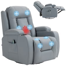 HOMCOM Manual Recliner Chair with 8 Vibration & Heat, Light Grey Grey | grey