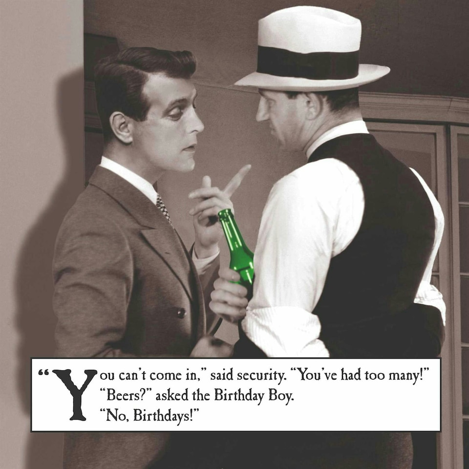 Emotional Rescue Photographic Open Funny Blank Greeting Card - 'Too Many Beers' - Retro Black & White Image