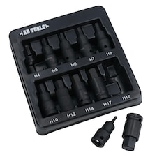 Metric Impacted Short Stubby Hex Allen Key Sockets 1/2" Drive 4 - 19mm 10pc