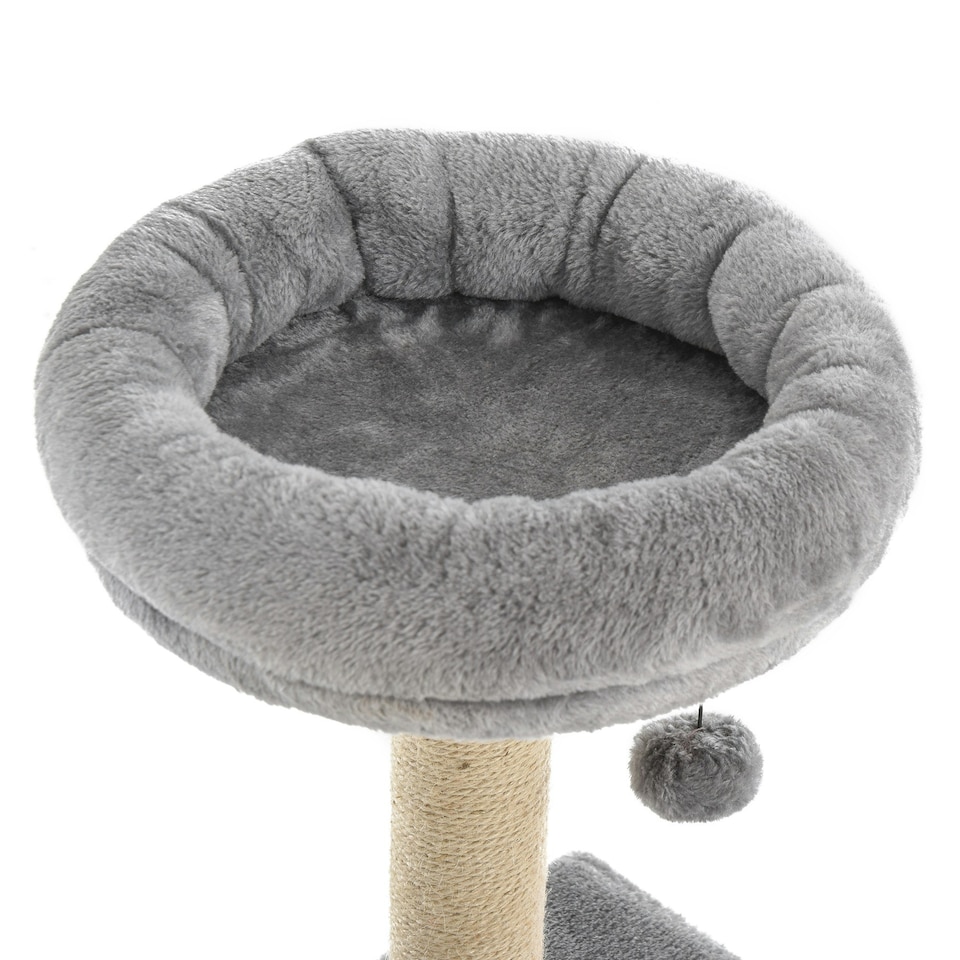 image 1 of PawHut Cat Tree Tower Indoor with Condo Sisal Scratch Post, 96cm Tall, Grey