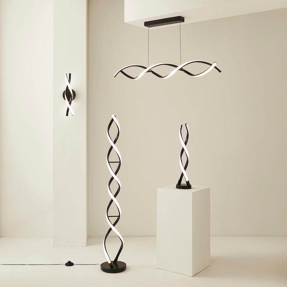 image 1 of ValueLights Infinity Black Double Twist Integrated LED Floor Lamp Black