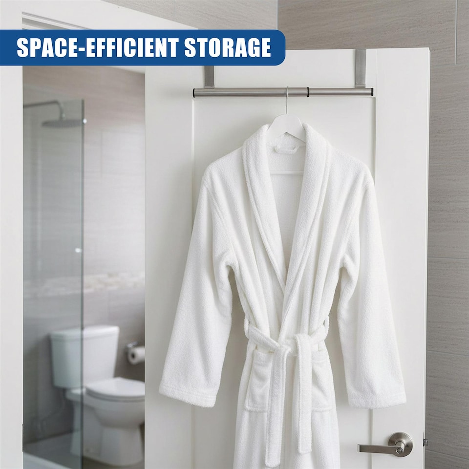 image 1 of GEEZY Stainless Steel Extendable Over Door Towel Rail 25-40cm Kitchen Bathroom