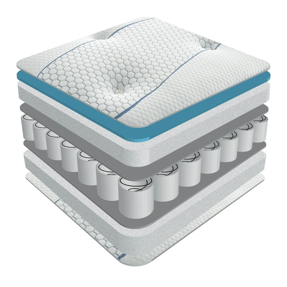 image 1 of Sareer Cool Blue Pocket Sprung Memory Foam Mattress 4FT White | Small Double