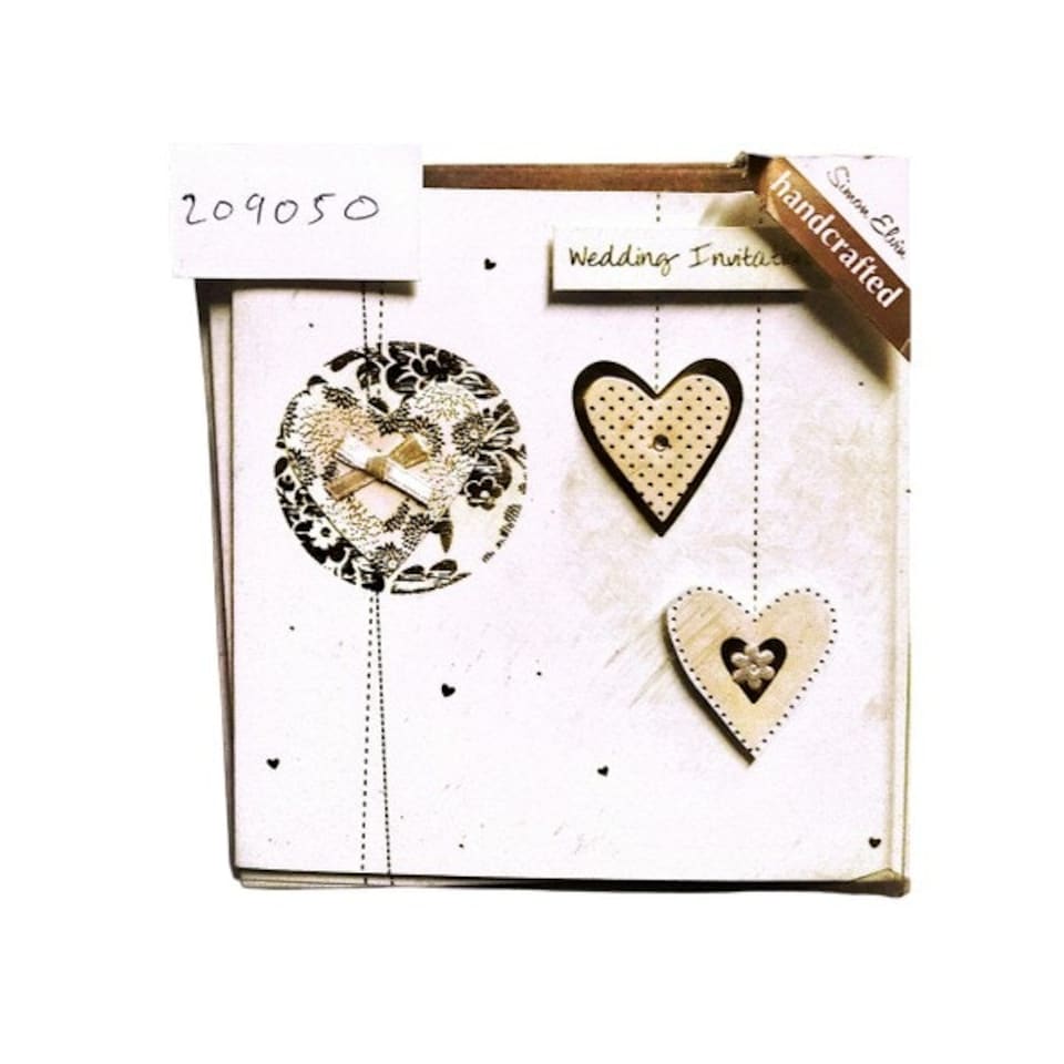 image 1 of Simon Elvin Handcrafted Wedding Invitation - White/Black/Gold - One Size