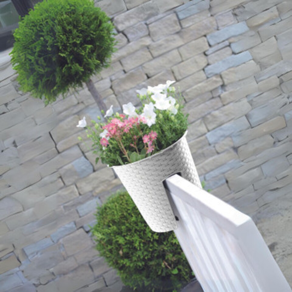 image 1 of Oval Ratolla Railing Plant Pot - 22.5x29.8x24.2cm | White | White & Set of 2 | 2