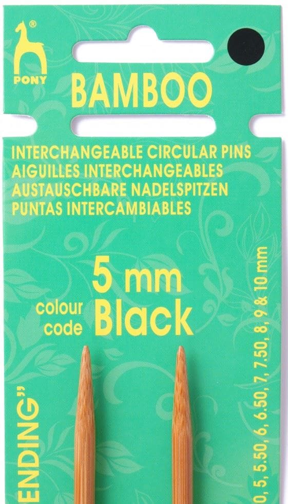 Pony BAMB I/CIRC SHK 5.00 - Knitting Pin Tips: Interchangeable: Bamboo: 10.5cm x 5.00mm